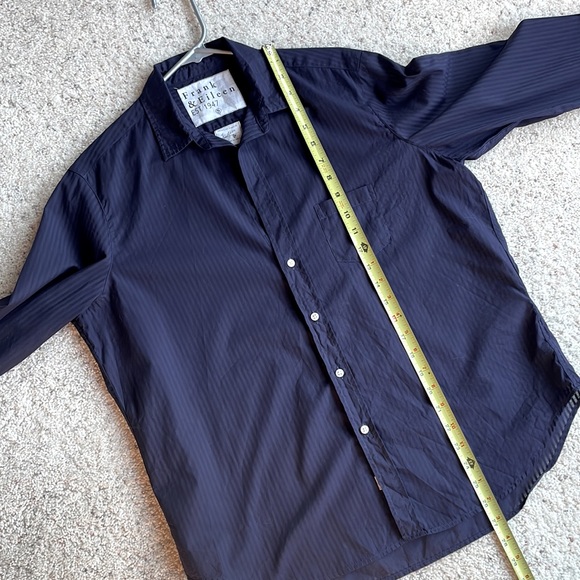 FRANK & EILEEN Eileen Sheer Poplin Striped Navy Shirt - Picture 15 of 16